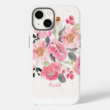 Aquarelle rose Fleurs de Jardin