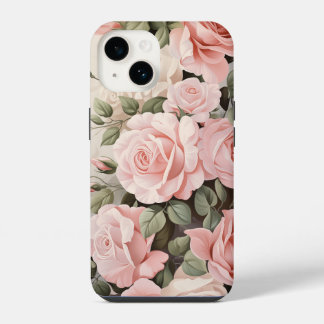 Coque Pour iPhone 14 Aquarelle Roses roses