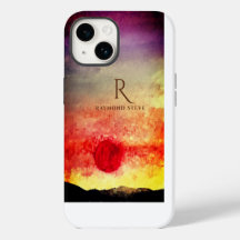 Aquarelle Sunset Mountains Monogramme