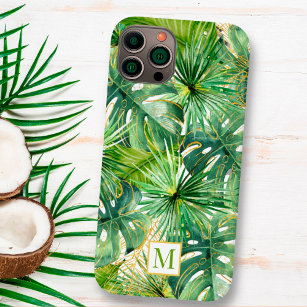 Coque Pour iPhone 14 Aquarelle tropicale Palm Monogramme botanique