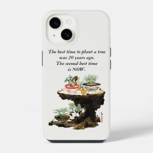 Coque Pour iPhone 14 Arbre Bonsaï Plante Botanique Aquarelle Japonaise