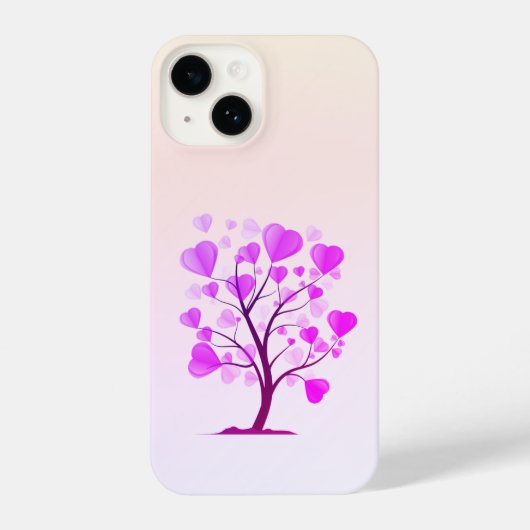 Coque Pour iPhone 14 Arbre d'amour Arbre de coeur Pastel rose Aquarelle (Verso)