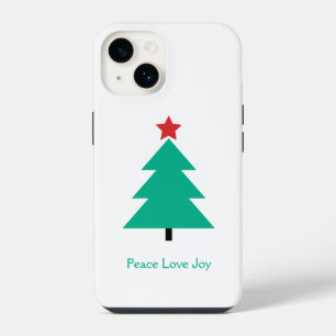 Coque Pour iPhone 14 Arbre de Noël personnalisable Paix Amour Joie