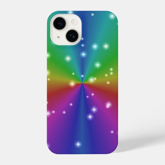 Coque Pour iPhone 14 Arc en ciel avec étoiles (Verso)