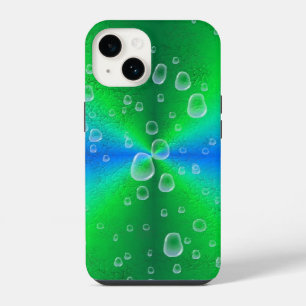 Coque Pour iPhone 14 Arc-en-ciel bleu vert dans l'optique cuir peau d'é