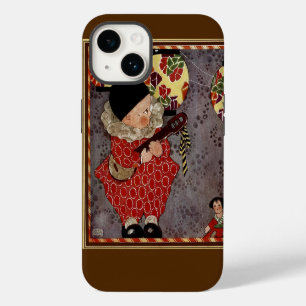 Coque Pour iPhone 14 Arlequin enfant vintage, Musicien Jouant Banjo