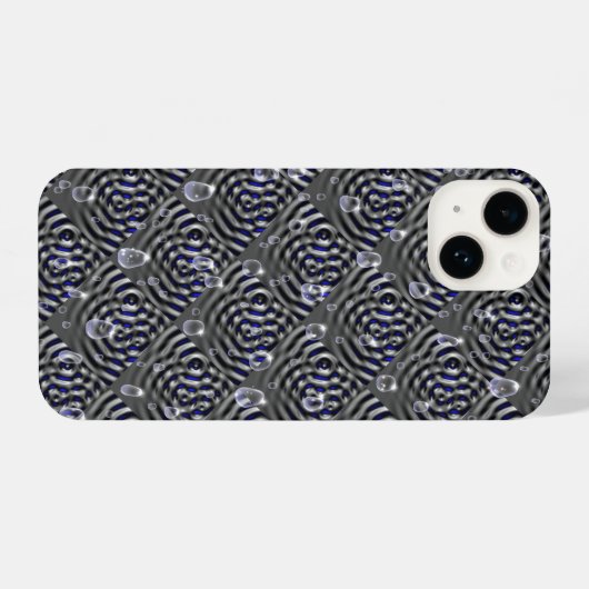 Coque Pour iPhone 14 Arrosage sur métal gris bleu (Verso Horizontal)