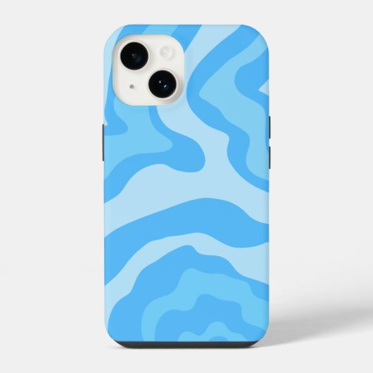 Coque Pour iPhone 14 art abstrait bleu (Verso)
