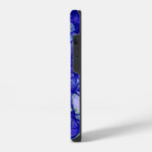 Coque Pour iPhone 14 Art abstrait bleu Monogramme Cool (Côté gauche)