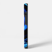 Coque Pour iPhone 14 Art abstrait de vague de dauphin bleu (Côté gauche)