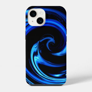 Coque Pour iPhone 14 Art abstrait de vague de dauphin bleu