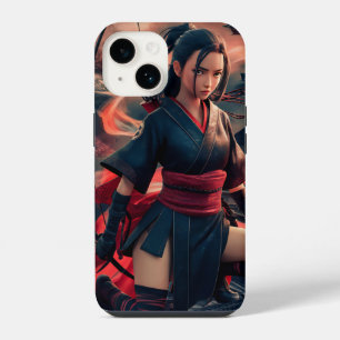 Coque Pour iPhone 14 Art de fille ninja – Guerrière dynamique et féroce