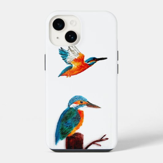 Coque Pour iPhone 14 Art de martin-pêcheur deux (Verso)
