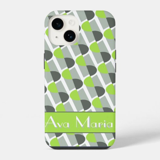 Coque Pour iPhone 14 Art déco moderne d'inspiration vert clair nom (Verso)