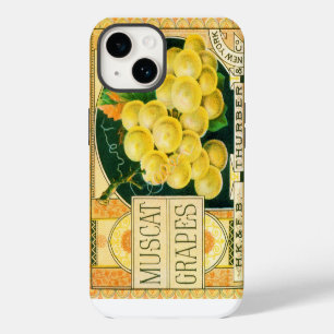 Coque Pour iPhone 14 Art d'étiquette de caisse de fruits vintage, raisi