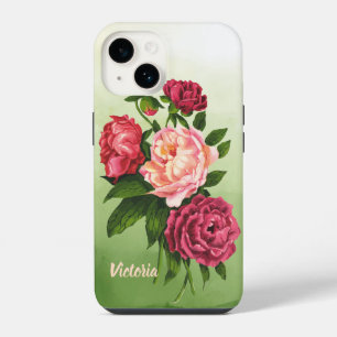 Coque Pour iPhone 14 Art floral de jardin de pivoine vintage aquarelle