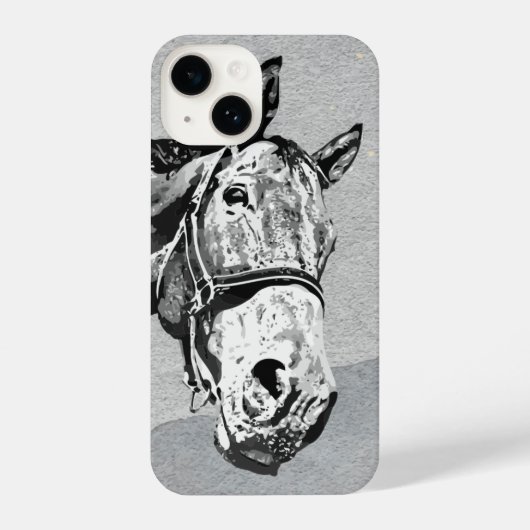 Coque Pour iPhone 14 Art graphique amusant Cheval Curieux de vous regar (Verso)