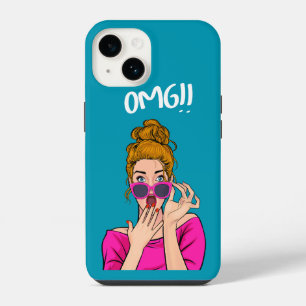Coque Pour iPhone 14 Art pop moderne unique vibrant bleu rose OMG