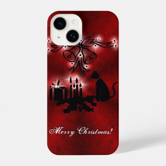 Coque Pour iPhone 14 Artdeco de Noël avec chat noir (Verso)