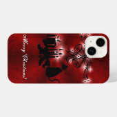 Coque Pour iPhone 14 Artdeco de Noël avec chat noir (Verso Horizontal)