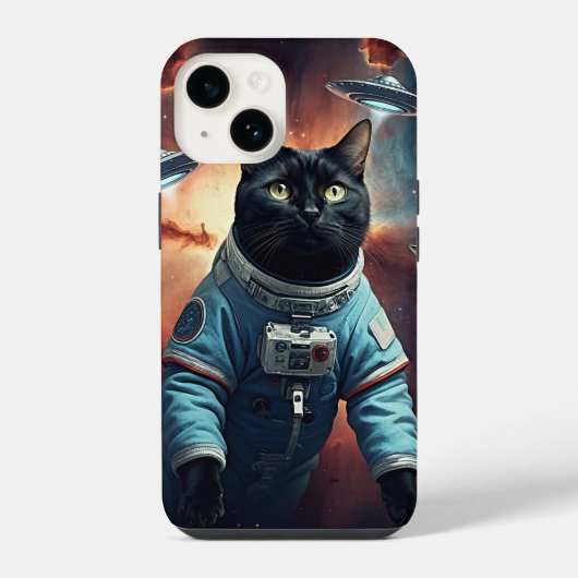 Coque Pour iPhone 14 Astronaut de chat galactique (Verso)