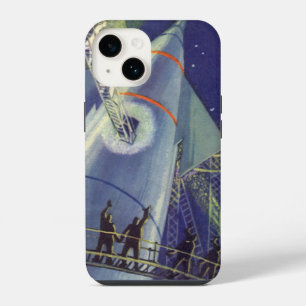 Coque Pour iPhone 14 Astronautes de la science-fiction vintage sur un v