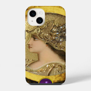 COQUE POUR iPhone 14 ATHENA AVEC GRIFFONS FANTAISIE ET GEMME VIOLETTE