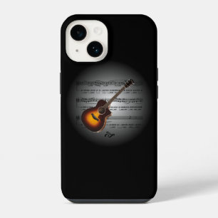 Coque Pour iPhone 14 Avant Garde ~ Guitare sur Globe avec Partition  