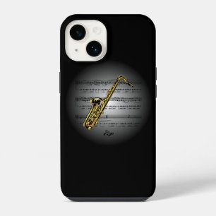 Coque Pour iPhone 14 Avant Garde ~ Saxophone sur Globe avec Partition 