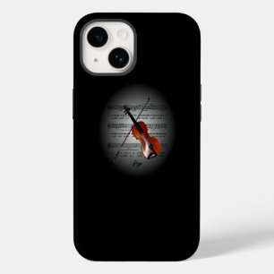 Coque Pour iPhone 14 Avant Garde ~ Violon sur Globe avec Partition ~
