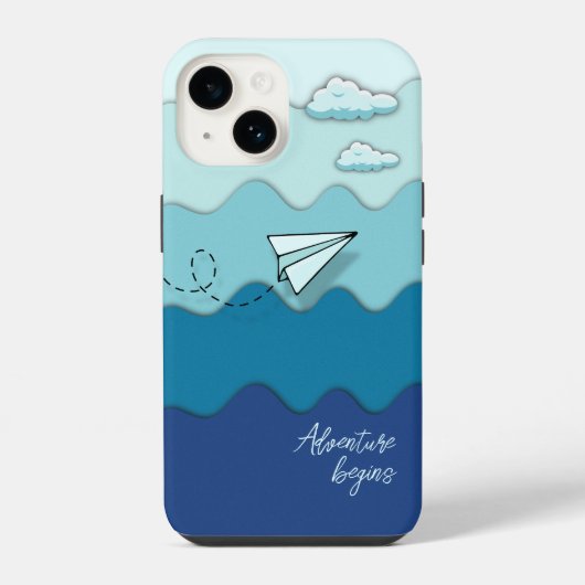 Coque Pour iPhone 14 Avion en papier | L'aventure commence (Verso)