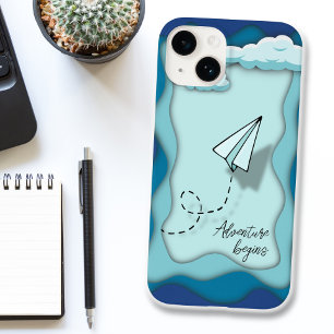 Coque Pour iPhone 14 Avion en papier Le voyage commence par un seul
