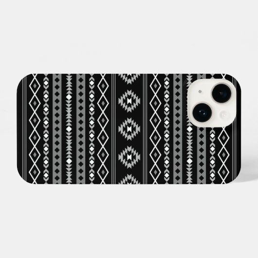 Coque Pour iPhone 14 Aztec blanc gris noir Motifs mélangés Motif (Verso Horizontal)