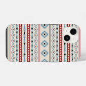 Coque Pour iPhone 14 Aztec Blue Red Black Cream Mixte Motifs Motif (Verso Horizontal)