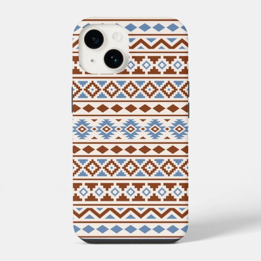 Coque Pour iPhone 14 Aztec Essence Motif II Crème bleu rouille (Verso)
