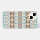 Coque Pour iPhone 14 Aztec Essence Ptn IIIb Blue Cream Terracottas (Verso Horizontal)