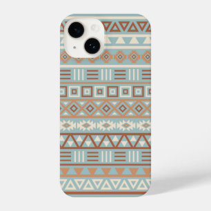 Coque Pour iPhone 14 Aztec Influence Motif Crème Bleue Terracottas