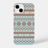 Coque Pour iPhone 14 Aztec Mixte Motif Motif Rusts Crème Bleu (Verso)