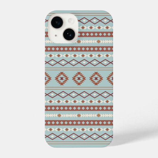 Coque Pour iPhone 14 Aztec Mixte Motif Motif Rusts Crème Bleu (Verso)