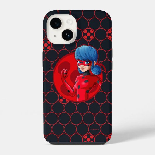 Coque Pour iPhone 14 Badge rouge Ladybug (Verso)