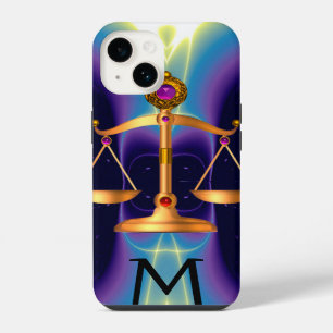 COQUE POUR iPhone 14 BALANCES D'OR DE LOI AVEC MONOGRAMME DE PIERRES PR