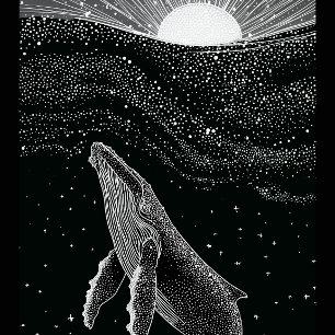 Coque Pour iPhone 14 Baleine à bosse étoilée Art points célestes Noir e