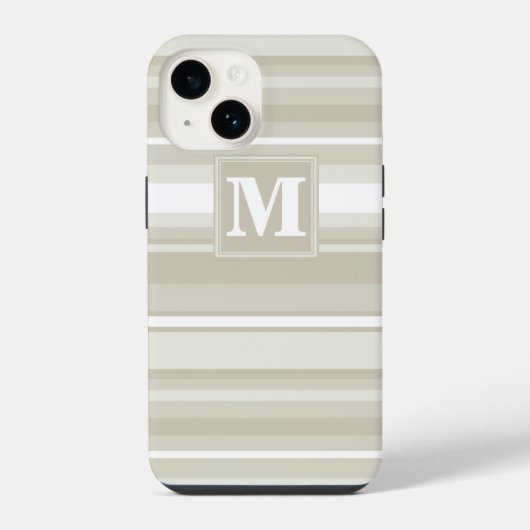 Coque Pour iPhone 14 Bandes de grès monogramme (Verso)