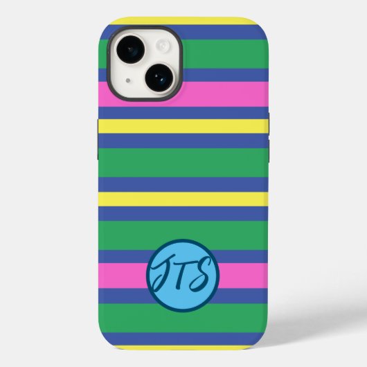 Coque Pour iPhone 14 Bandes dynamiques avec coque iphone de monogramme (Verso)