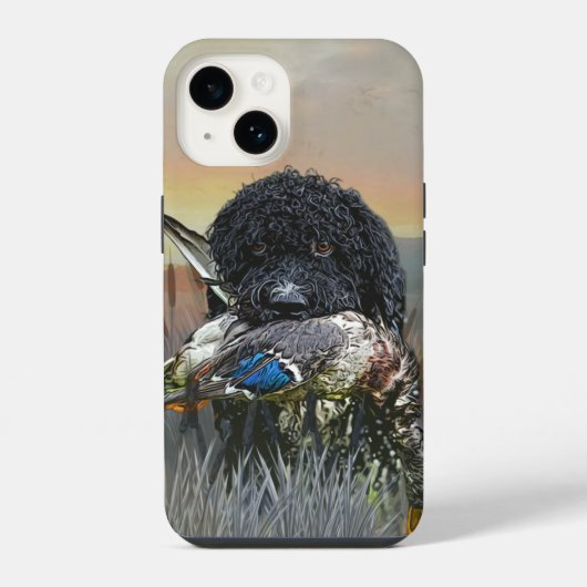 Coque Pour iPhone 14 Barbet, Chien d'eau français (Verso)