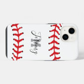 Coque Pour iPhone 14 Baseball Initiale & Nom (Verso Horizontal)