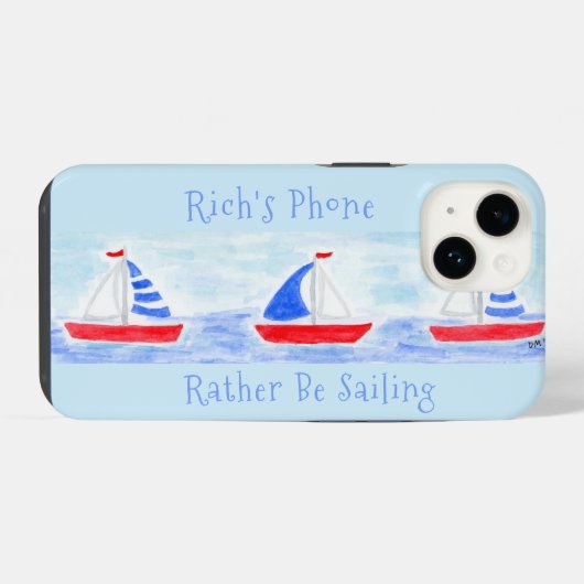 Coque Pour iPhone 14 Bateaux À Voile Peints À La Main Plutôt Voile (Verso Horizontal)