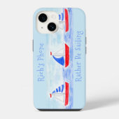 Coque Pour iPhone 14 Bateaux À Voile Peints À La Main Plutôt Voile (Verso)