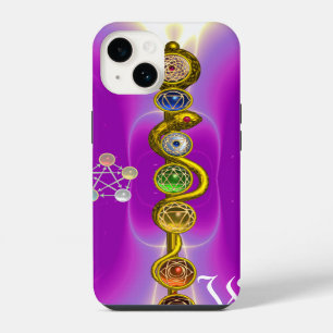 COQUE POUR iPhone 14 BÂTON D'ASCLEPIUS 7 CHAKRAS, YOGA, ÉNERGIE SPIRITU
