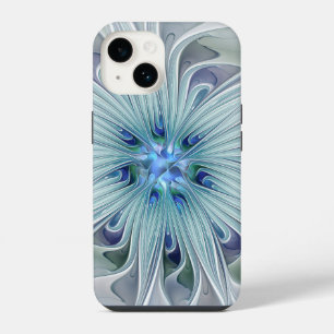 Coque Pour iPhone 14 Beauté florale Abstrait Moderne Fleur Pastel Bleu